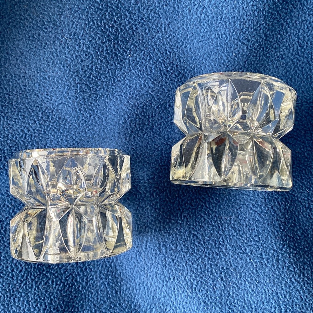 Bohemian Crystal Candle Holders Set Vintage with Tags